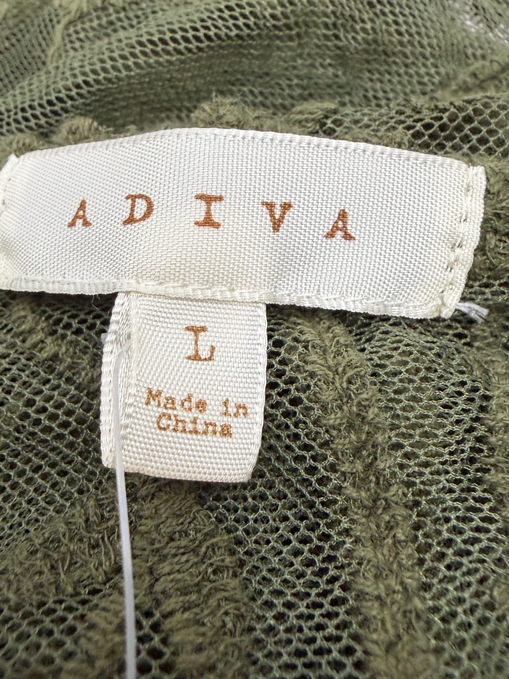 NWT Adiva Olive Green Sheer Embroidered floral Lace Kimono open-front Sz Large - Picture 6 of 11